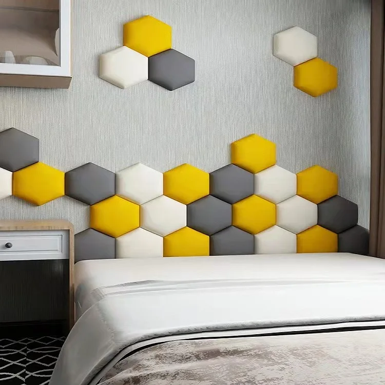 

Hexagonal soft bag tatami wall surrounding self-adhesive kang bed headboard soft bag