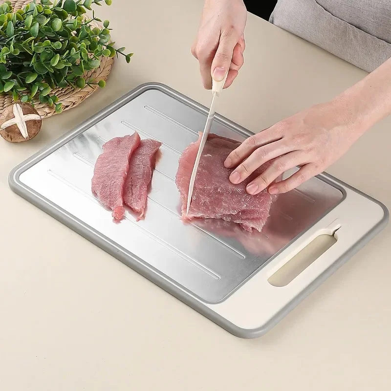 New 4 in 1 Defrosting Cutting Board Tray with Grater Sharpener Double Sided Chopping Board Frozen Meat Fish Food Tray Meat Tools