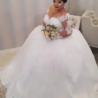 Lorencia Romantic Plus Size Wedding Dresses Long Sleeves Lace Appliques Beading Bridal Gowns For Women Robe De Mariee YAW13 1