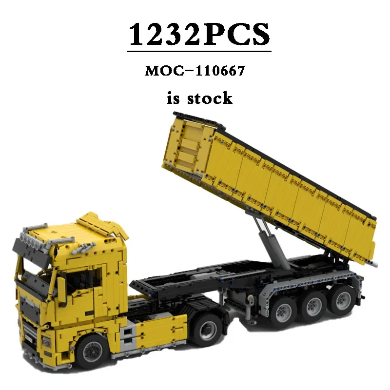 

Building Blocks MOC-110667 3 Axle Dump Trailer Truck Car Model 1232PCS Kids Building Block Toys Birthday Toys Christmas Gifts