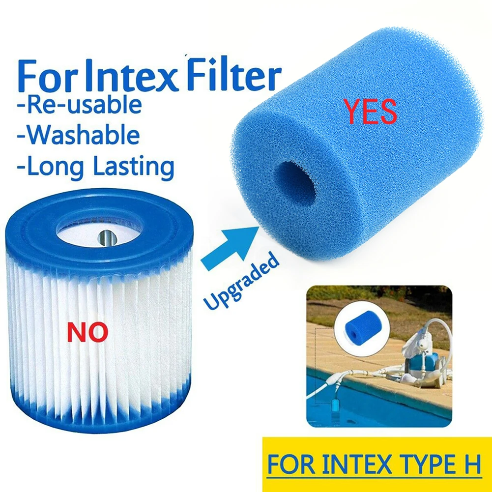 For Intex Type H Swimming Pool Filter Foam Sponge Cartridge Foam Filters Reusable/Washable Cleaner Use Tool Replacement Blue