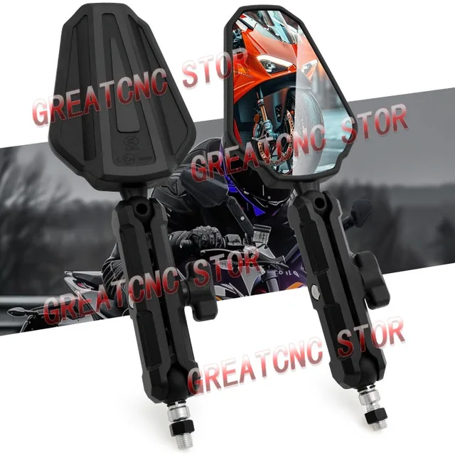 High Quality Universal Motorcycle Rear View Mirrors Foldable Rear View Handlebar Side Mirror Angle Adjustable