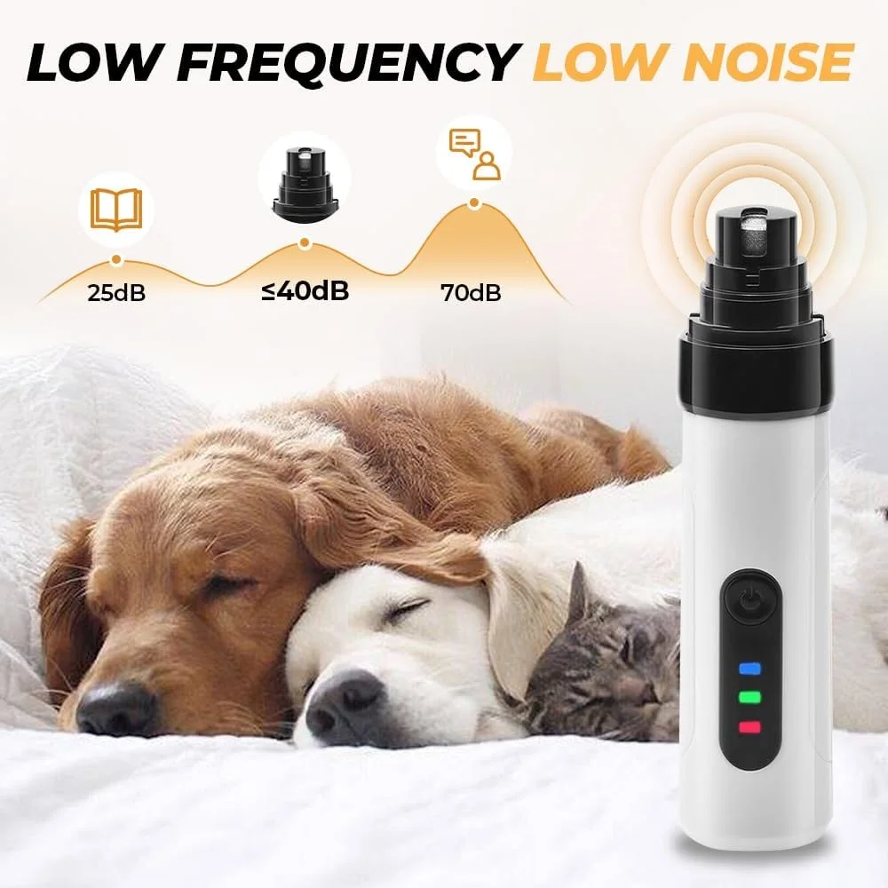 Silent Groom Pro Dog Nail Grinder-2-Speed Electric Rechargeable Pet Nail Trimmer Quiet Painless Pet Paws Grooming Smoothing Tool pet nail grinder