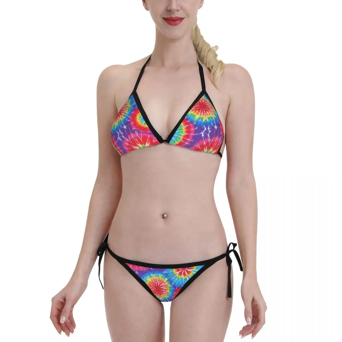 

Rainbow Tie Dye Sexy Wear Bikini Set 2022 New Backless Swimsuits Swimwear Women Bather Swimming Suit Summer Biquini XXL