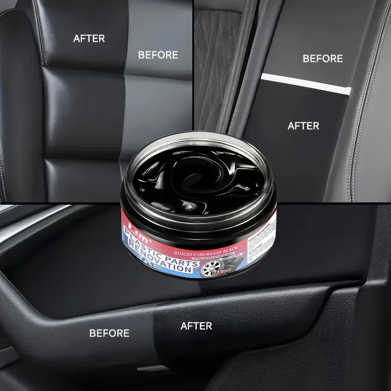 Plastic Renovate Wax - Blackening & Brightening Agent for Car Interiors & Exteriors, Tire Repair & Maintenance Cream, Rubber 4