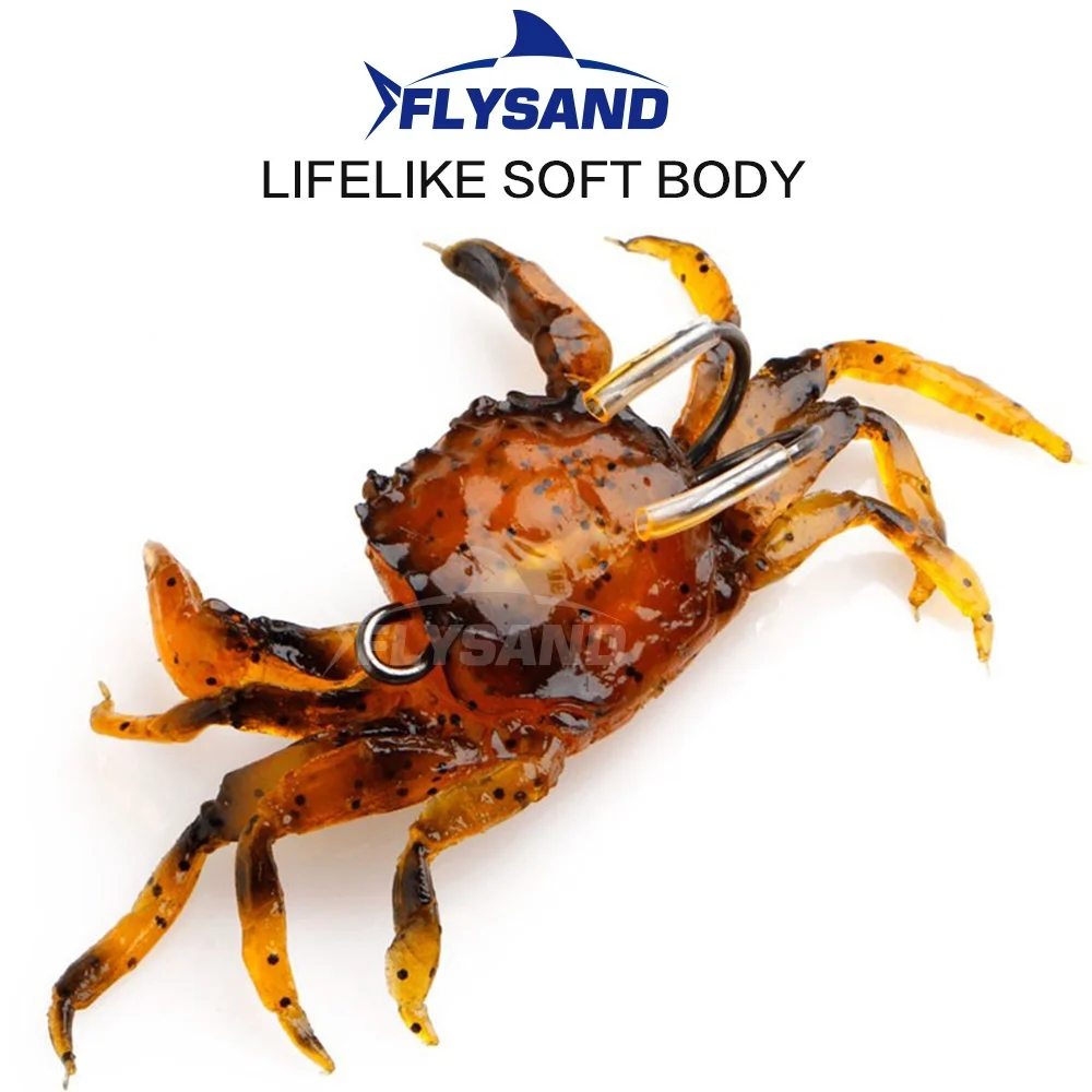 FLYSAND Bionic Crab Silicone Soft Bait Artificial Lifelike Sharp Hook Fishing Lure Freshwater Fish Jig Head Baits Fishing Tackle