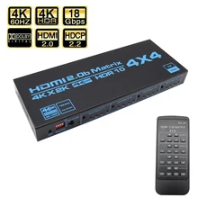 4K HDR 4x4 Switch a matrice compatibile HDMI HDCP 2.2 Switcher Splitter 4 In 4 Out Box con estrattore EDID e telecomando IR