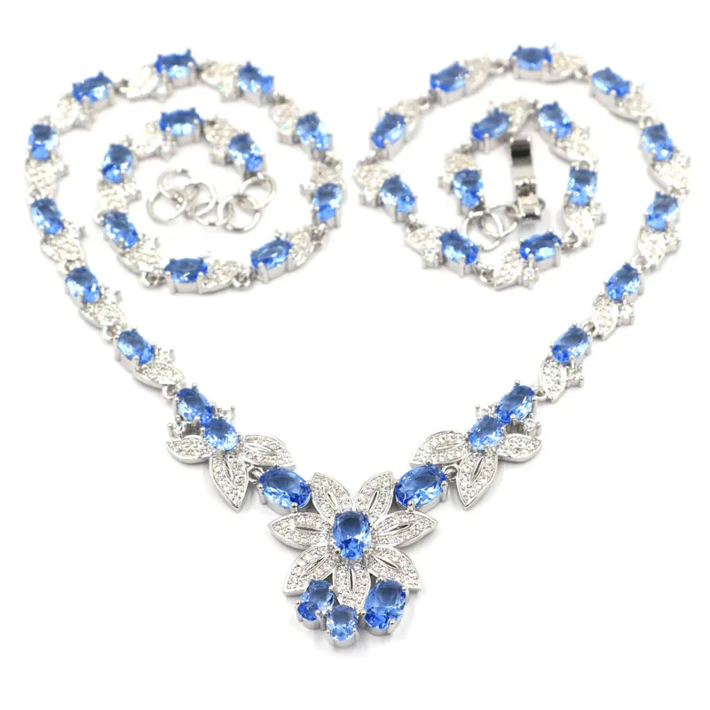 

31g 925 SOLID STERLING SILVER NECKLACE CHAIN Violet Tanzanite Tsavorite Garnet Purple Amethyst Golden Citrine CZ Ladies Party