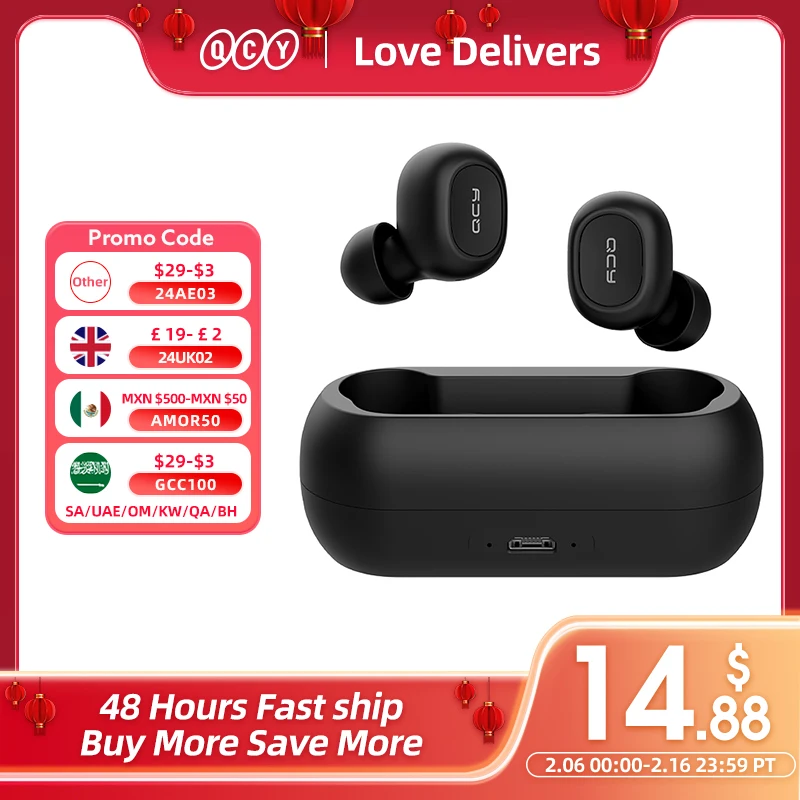 Qcy T1C Bluetooth 5.0 Auricolari Wireless 3D Stereo Tws Cuffie Con Doppio Microfono Cuffie Hd Call Auricolari Personalizzazione App