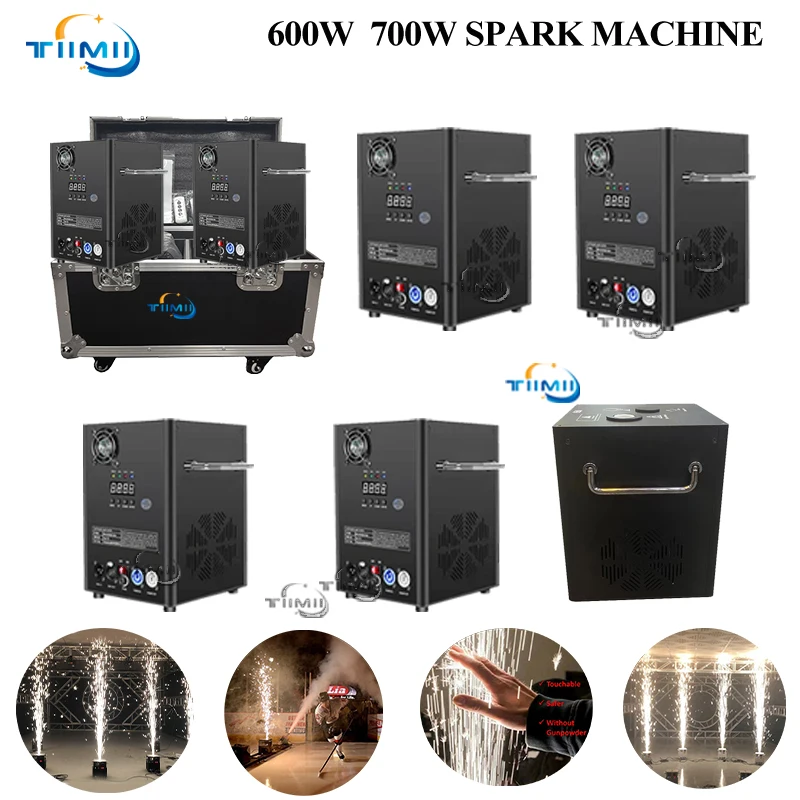 Flightcase Ti Powder 700W 600W Cold Spark Machine Dmx Remote Cold Fireworks Fountain Stage Sparkular Wedding Party