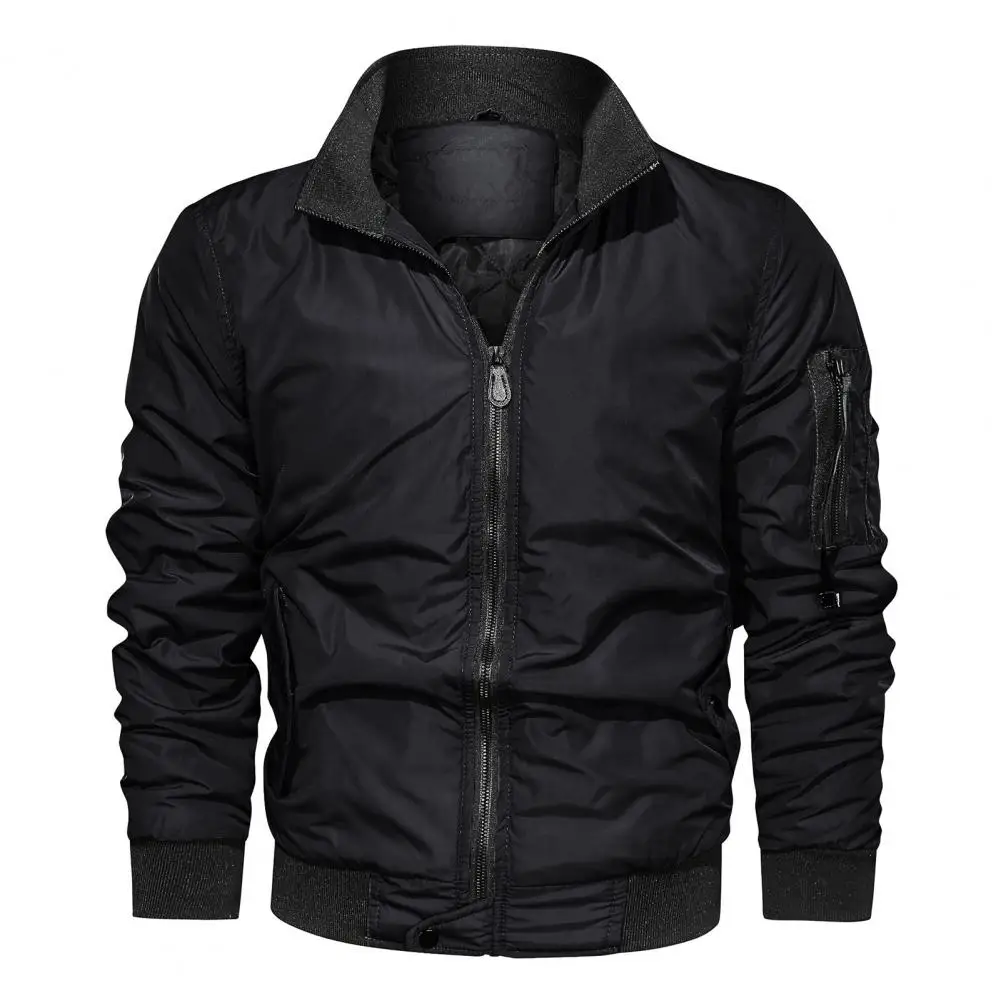Male Cotton Jacket Windproof Outerwear Autumn Windbreaker Man Thickened Windshield Jacket Slant Pockets Waterproof Casual Jacket