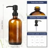 Amber Glass Soap Dispenser with Black Pump, Liquid Hand Soap Dispenser for Bathroom, Kitchen Dish Soap Dispenser, 2pc 16Oz 500ml 2