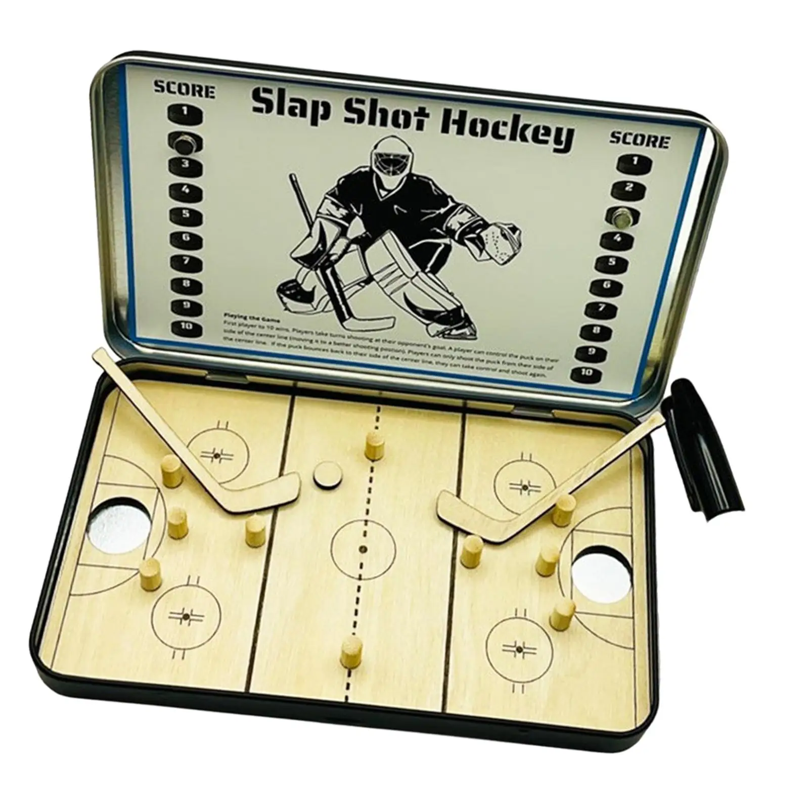 Mini Table Hockey Game 7 inch Parent Child Interactive Portable Fits on Table or