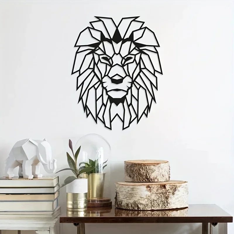 Metal Iron Lion Wall Decoration, Lion Head Metal Art, Lion Home Decor Wall Sculpture, Animal Metal Artwork Wall Sti