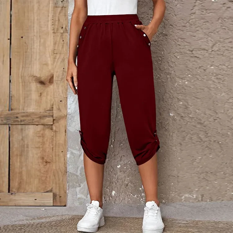 

Pants Women Clothes Streetwear Ladies 2024 Summer New Fashion Casual Capri Elastic Joggers Sweatpants Basics Pencil Trousers