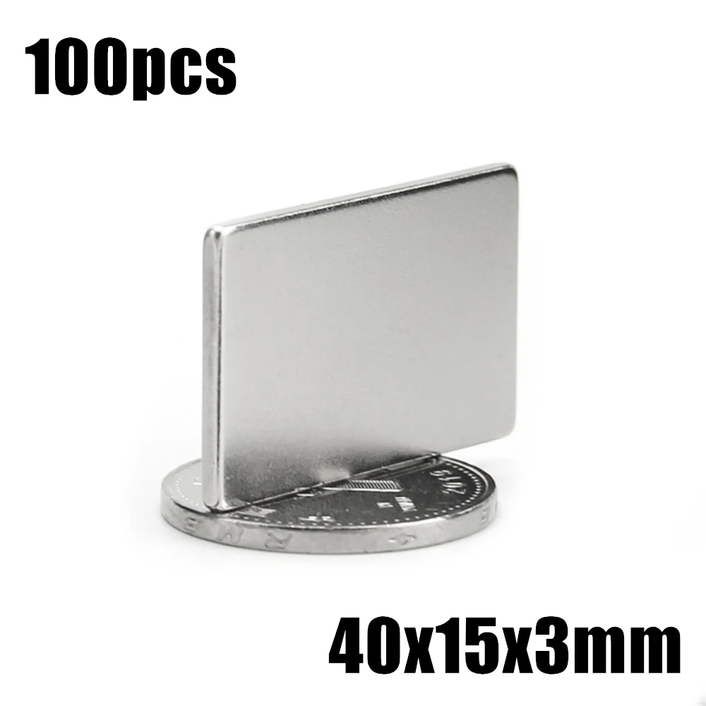 

100pcs 40x15x3mm Super Powerful Strong Rare Earth Block NdFeB Magnet Neodymium N35 Magnets 40*15*3mm