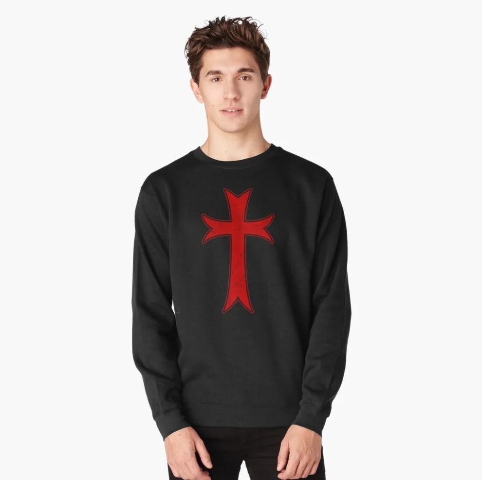 

I Fear No Evil Medieval Warrior Distressed Knights Templar Cross Sweatshirts New 100% Cotton Comfortable Casual Mens Streetwear