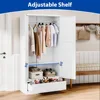 Metal Armoire Wardrobe Closet with  Wardrobe Cabinet with Drawers and Hanging Rail Metal Closet with Adjustable Shel 3