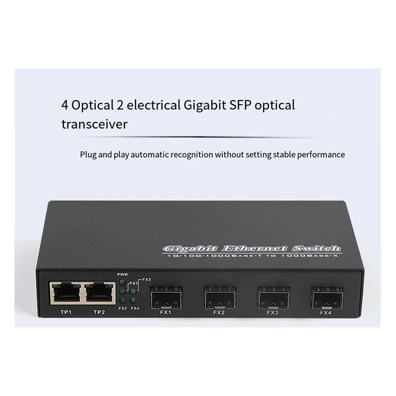 기가비트 SFP 미디어 컨버터 4 SFP - 2 RJ45 트랜시버 10/100/1000M 광섬유 스위치 EU PLUG-A86Z
