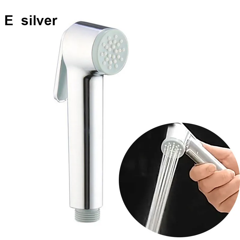 White Silver ABS Self-Cleaning Handheld Bathroom Bidet Sprayer with Nozzle Holder & Hose