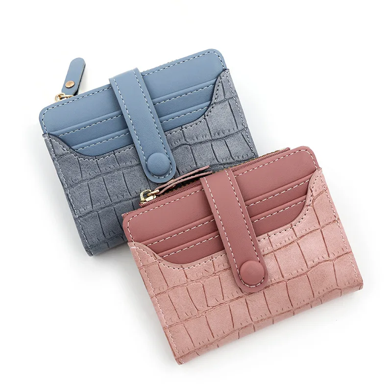 Women Fashion Small Zipper Wallet with Coin Purse PU Leather Plaid Purses Ladies Cute Mini Korean Version Small Card Pack New In