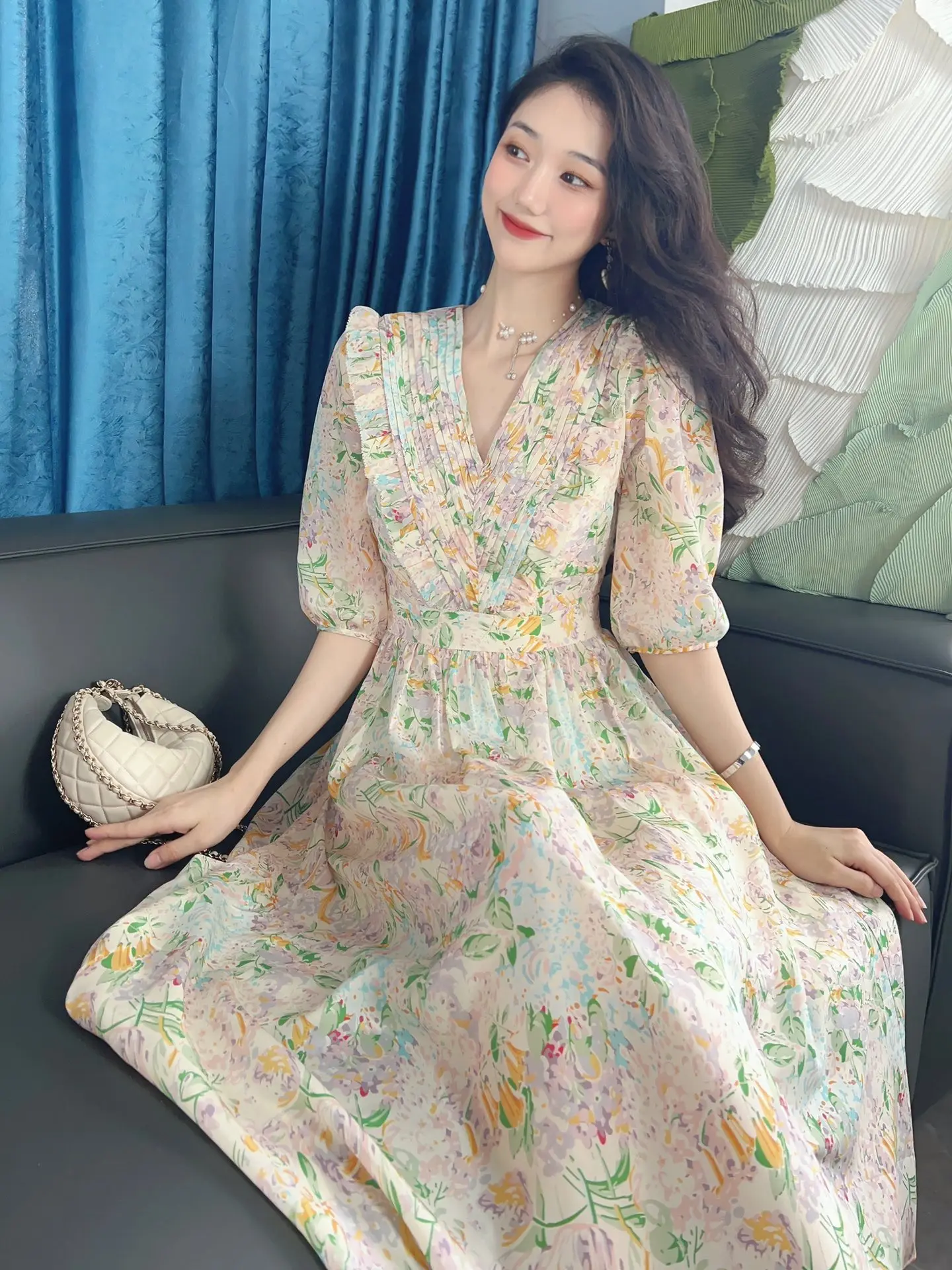 

2023 Spring/Summer Fashion New Women's Clothing Silk Dress 0730