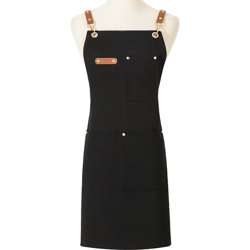 C799 Neck Apron Chef  Work Apron Canvas Kitchen Aprons for Woman Men Chef Work Apron for Grill Restaurant Bar Shop Cafes Beauty