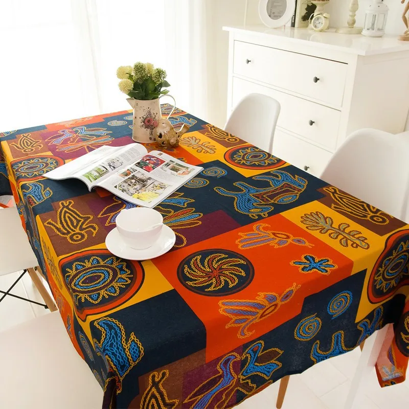 

Bohemian Style Table Cloth Floral Table Cover Colorful Flower Kitchen Dinning Room Decoration Tablecloth