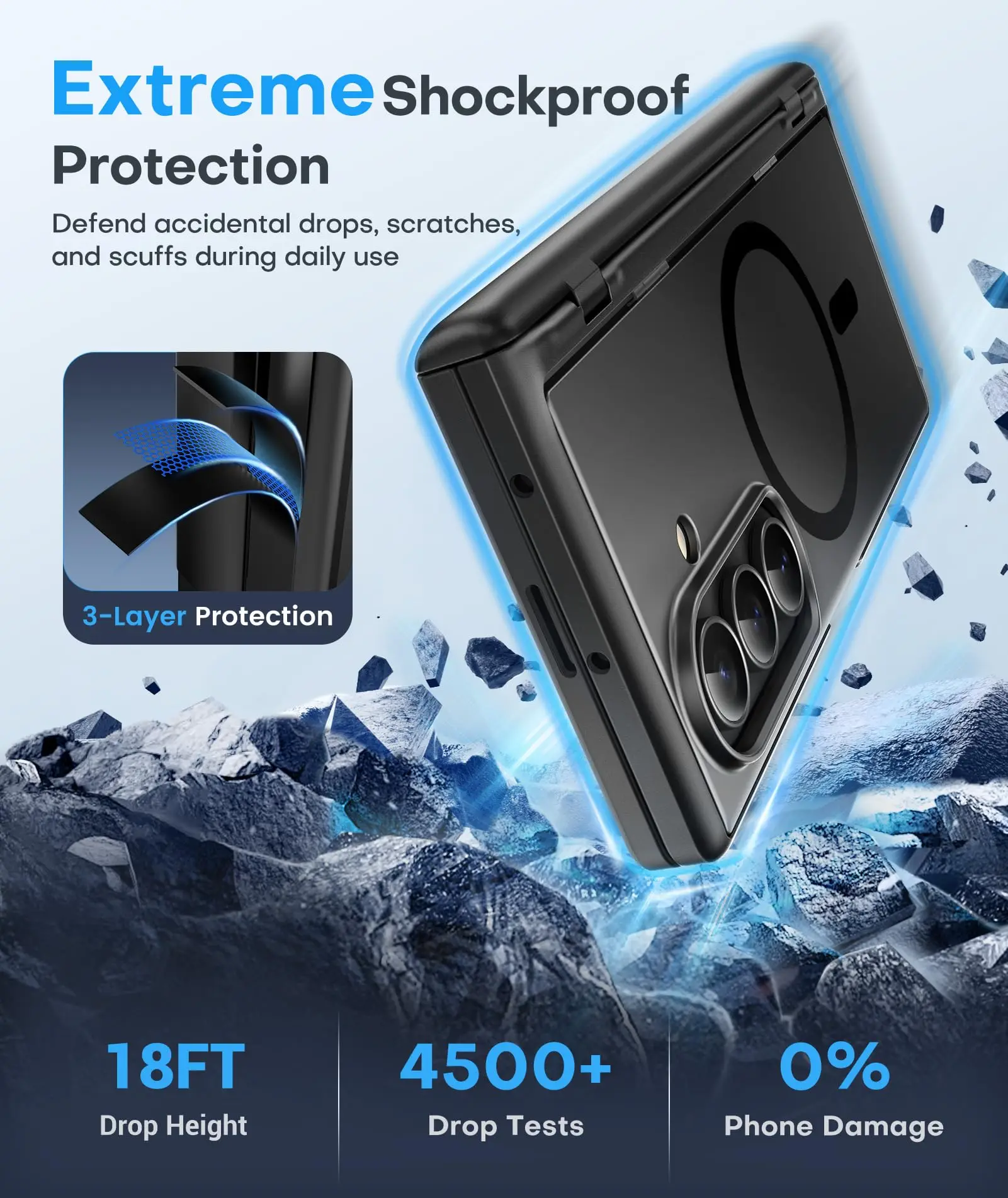 Magnetic Phone Case with Kickstand & Built-in Privacy Screen Protector - Military Grade Shockproof Protection