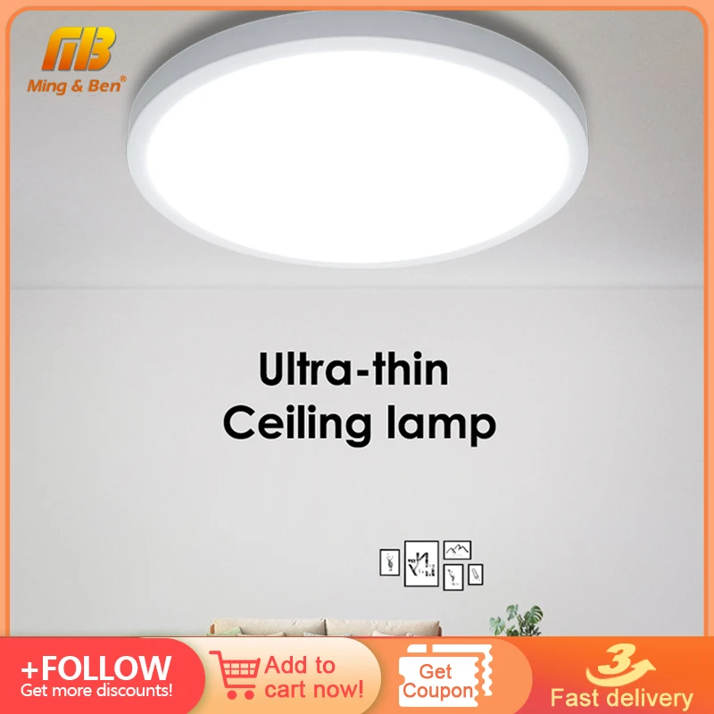 Ultra-thin LED Ceiling Lamp 24W 18W 13W Modern Bedroom 110V 220V Lustre Lights Warm Cold White Mounted-fixture for Living Room