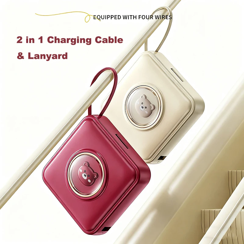 Mini Power Bank 20000mAh Caricabatterie portatile con specchietto per il trucco a forma di cartone animato Powerbank per iPhone Samsung Huawei Xiaomi Batteria esterna_voghion.com