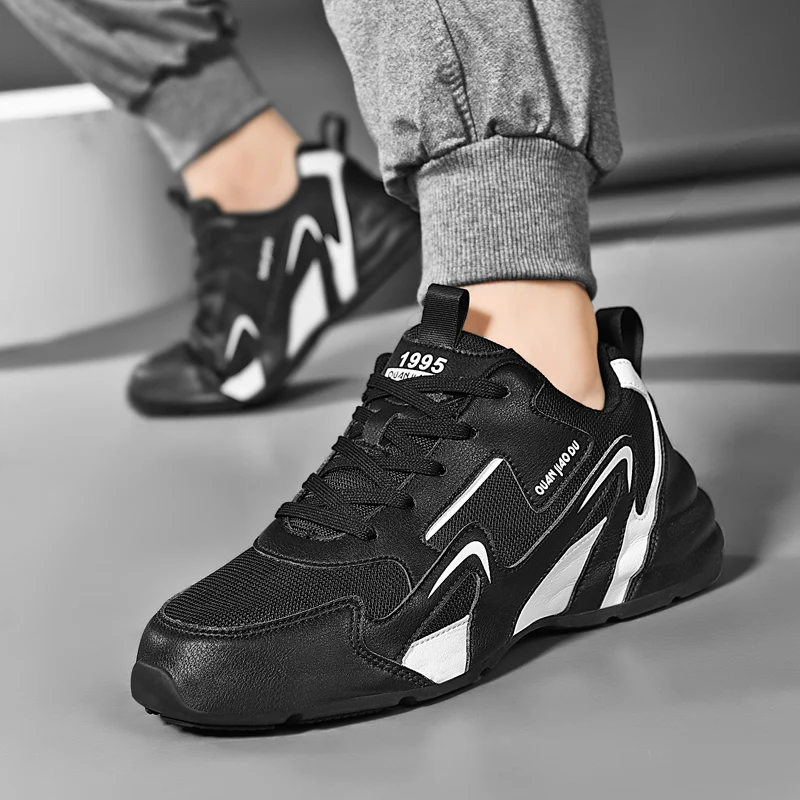 

Men Casual Shoes Sport Sneakers Durable Leather Outsole Trainer Platform Lace Up Tenis Zapatillas Deportivas Hombre Plus SIZE