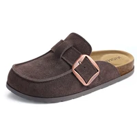 Mules en daim véritable Litfun pour femmes, sandales à semelle en liège, mules en cuir avec mousse à mémoire de forme confortable et boucle réglable 2