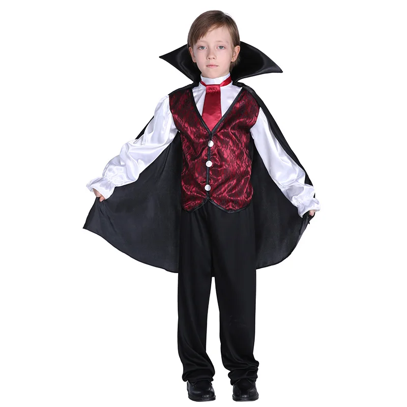 

Kids Child Scary Gothic Boys Vampire Dracula Costumes Halloween Purim Carnival Role Play Horrible Party Dress Up
