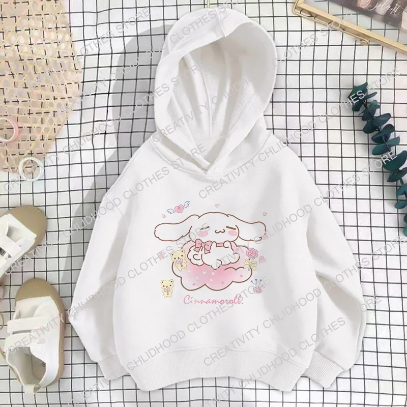 Cinnamoroll Children's Hoodies Sweatshirt Kawaii Sanrio Pullover Fashion Anime Cartoons Casual Clothes Girls Boy Kids Warm Tops