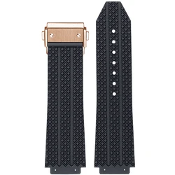 Premium Silicone Rubber Strap for Luxury Timepieces, 19MM - Elegant Design for Versatile Wear (Black - Rose Gold K)