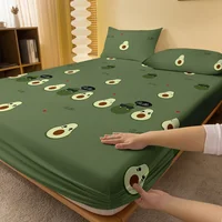 1 Cartoon Cute Avocado doll printed matte Fitted Sheet, bedroom printed bed cover, bedding (excluding pillowcases) 2