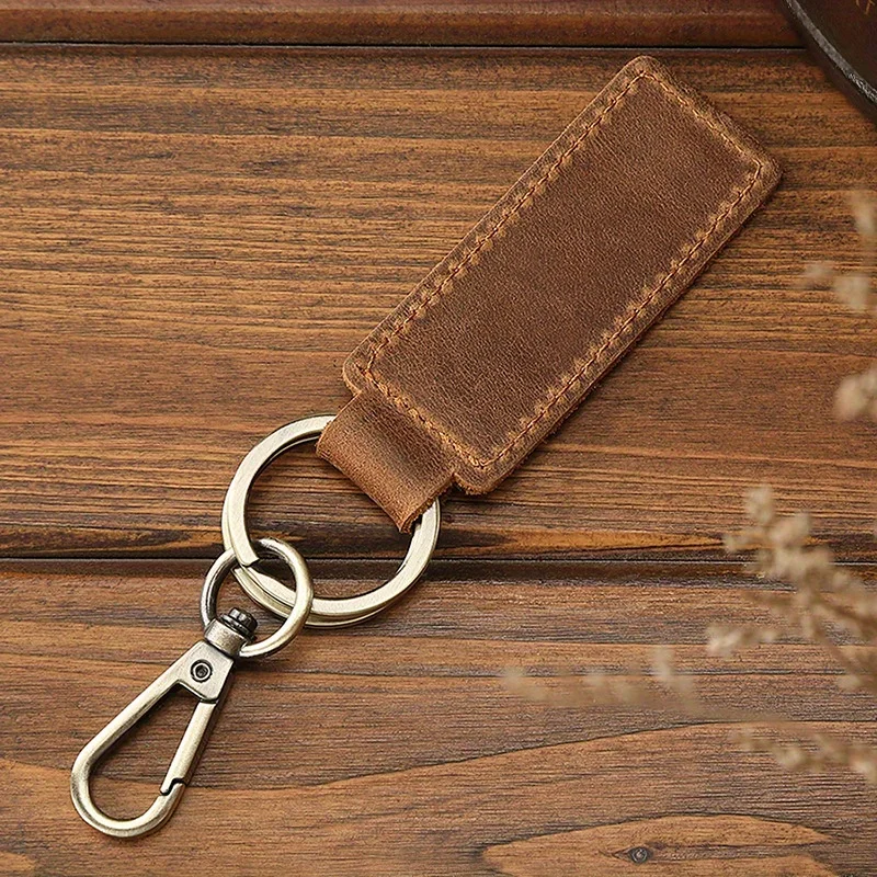 Vintage Leather Keychain - Premium Car Key Fob Accessory