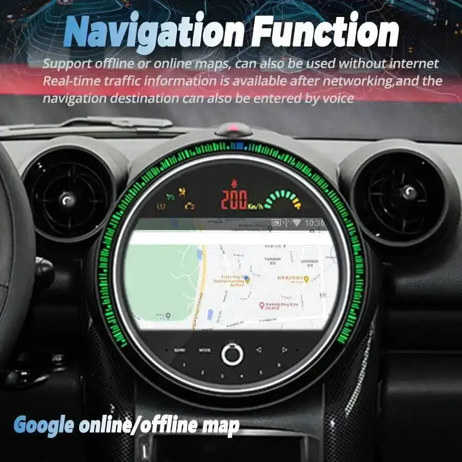 Radio con Navegación Android de 9 Pulgadas para BMW Mini Countryman Mini One Cooper R60 R54 R60 R54 R55 R56 2007-2014, Reproductor Carplay, GPS Estéreo 6