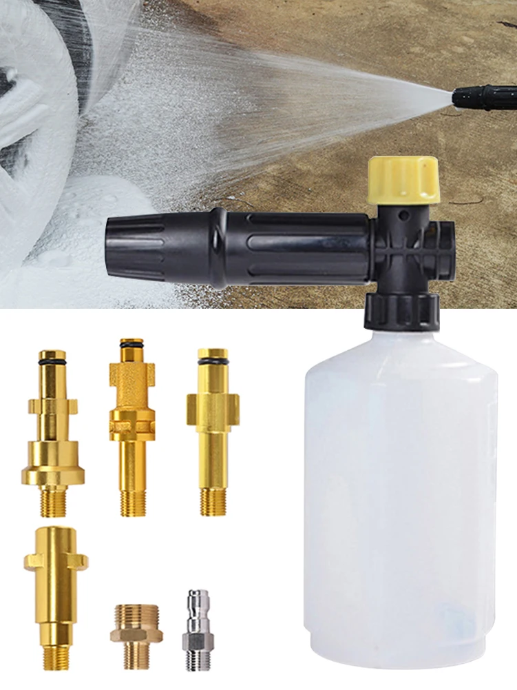 

Foam Cannon Sprayer for Pressure Washer 60-180Bar Car Wash Cleaning High-Pressure Water Gun Foam Pot 0-60° Adjustable Angle 0.6L