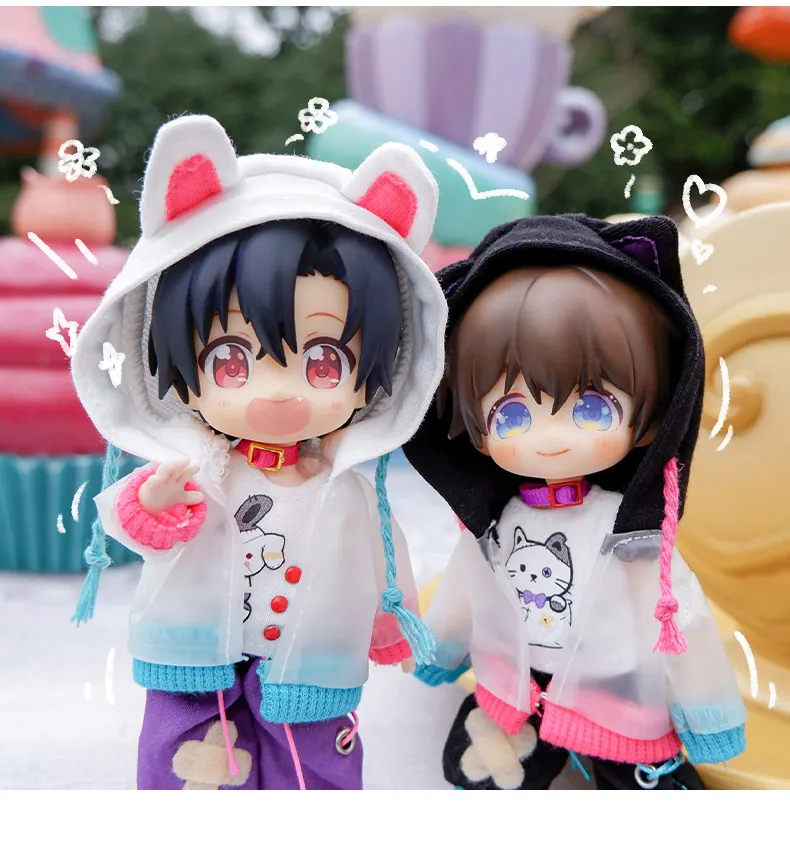 New Ob11 Doll Punk Style Clothing Dolls Cat Ear Casual Shorts Doll Clothes set For Nendoroids Ob11,Molly,Obitsu 11,1/12 Doll