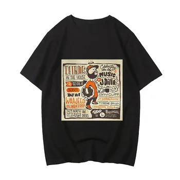 J Dilla 남성 힙합 빈티지 레트로 티셔츠, 100% 코튼 티셔츠, 멋진 루즈, 인기 캐릭터, 음악 가수 오버사이즈