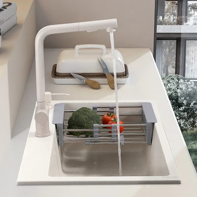 Luxury White Kitchen Sink for Dining Room Nordic Fashion Design Kitchen Sinks for Rental Housing Granite Embedded Smooth Sinks 4