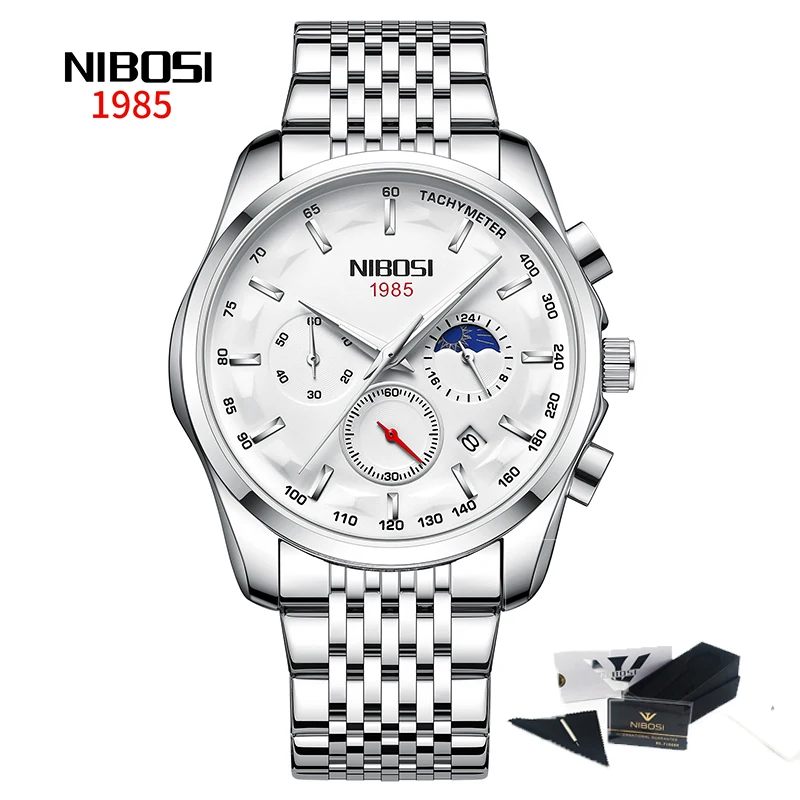 NIBOSI 2022 Relogio Masculino Fashion Brand Luxury Mens Watches Stainless Steel Waterproof Sports Quartz Men Watch For Gift Box 