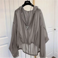 Women Jackets Hooded Summer Sun-proof Zipper Trench Coats Thin Loose See Through Outerwear Breathable Lightweight Clothes