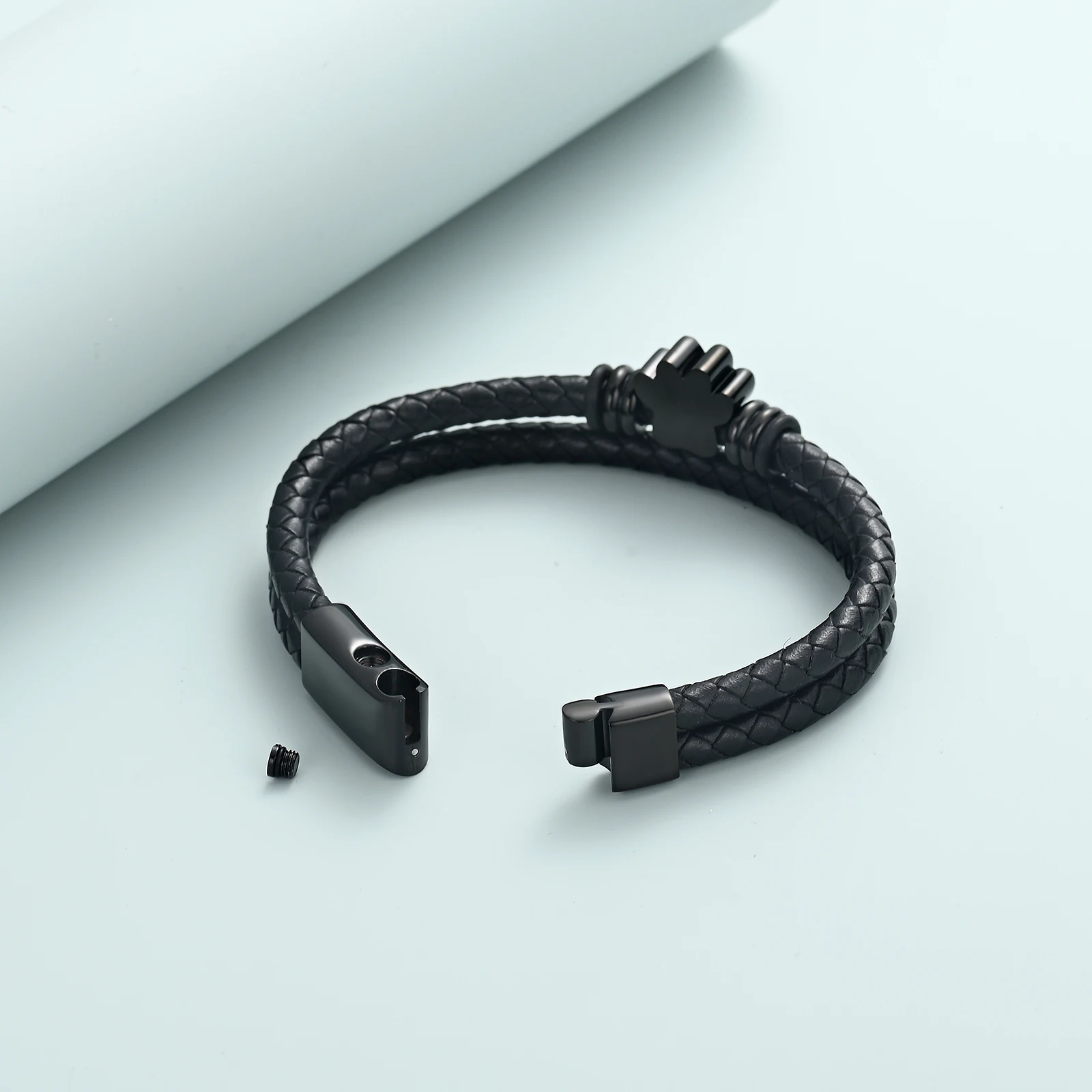 Pet Paw Urn Bracelet For Dog Cat Ashes Cremation Keepsake Jewelry Gifts for Men Woman Stainless Steel Memorial Bangle