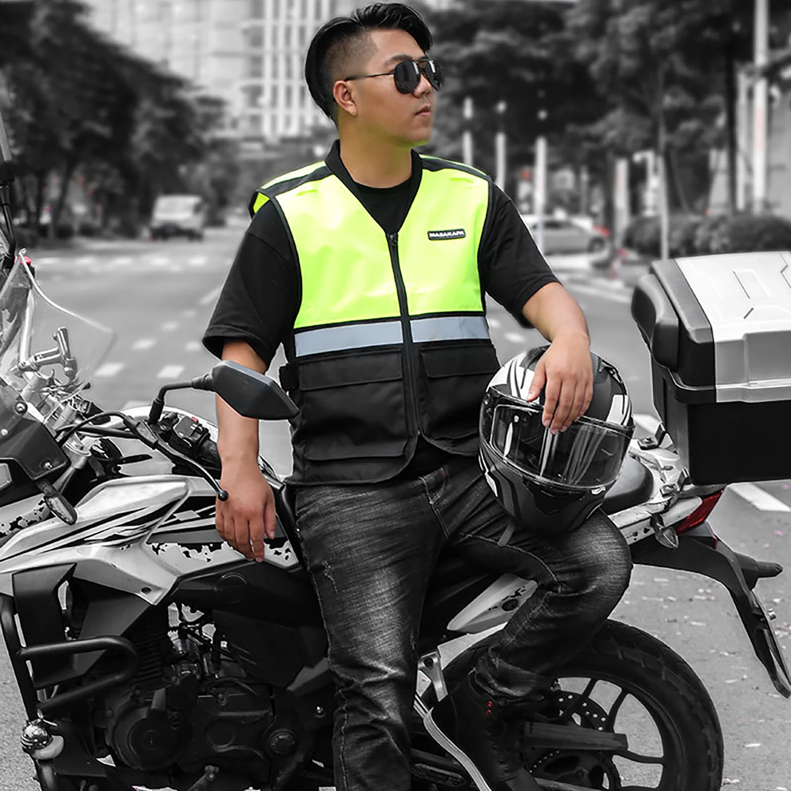 Reflective Straps Safety Vest Motorcycle Highlight Safety Vest Night Riding Fluorescent Vests Cycling Running Oxford Cloth