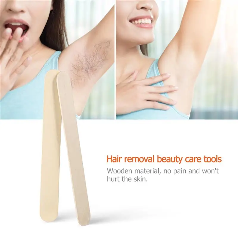 Hair Removal Wax Wood Hair Removal Spatula 50pcs Waxing Hair Removal Wooden Sticks Wax Hair Removal Applicator Sticks Wax Spatula Tongue Depressor Spatula 15x1.8cm