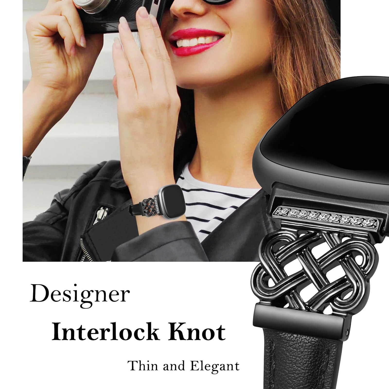 Premium Leather Smartwatch Strap with Interlocking Latch