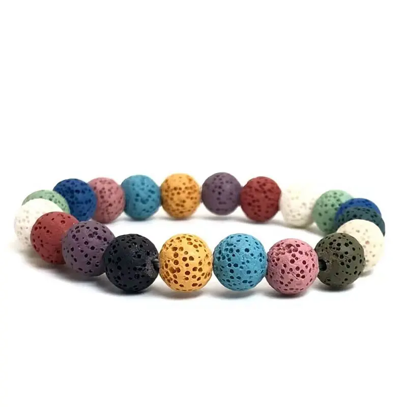 Natural Mixed color 5A volcanic Stone Bracelet Volcanic Rock Bead